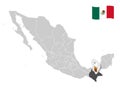 Location of Chiapas State on map Mexico. 3d location sign  of Chiapas. Quality map with  provinces of  Mexico Royalty Free Stock Photo